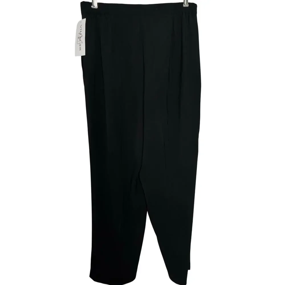 Vintage Villager Woman 16W Black‎ Wide Leg Slacks Career Essentials NWT